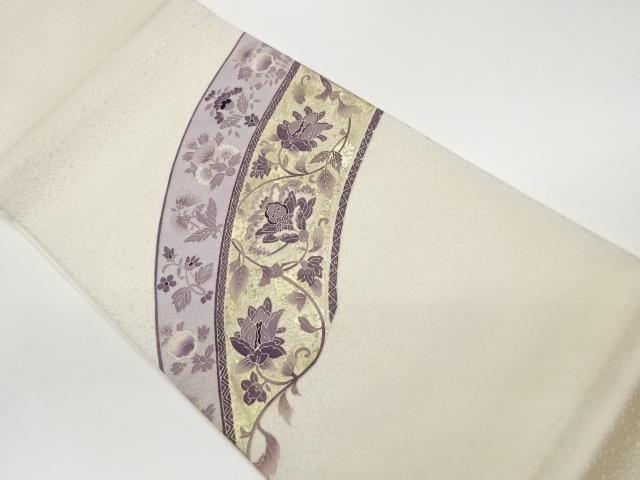 金彩花唐草模様袋帯